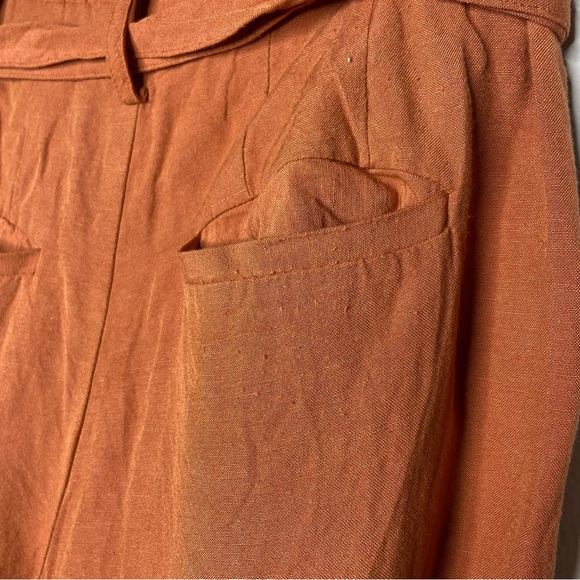 Madewell Orange Linen-Blend Paperbag Pants - Picture 7 of 8